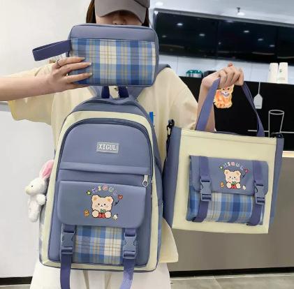 Schoolbag Female College Student Campus Canvas Bag Grades 3 to 5 and 6 Large Capacity Middle School Student Junior High School Student Backpack Female