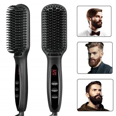 2 In 1 Beard Hair Straightener Brush Men Private Label Flat Ironing Hair 110-240V Anti Scald Hair Care Hair Drayer Comb