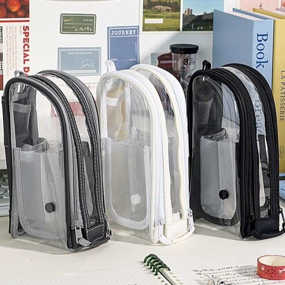 Portable Standing Pencil Case 2-in-1 Design Drawer-type Pencil Case School Supplies