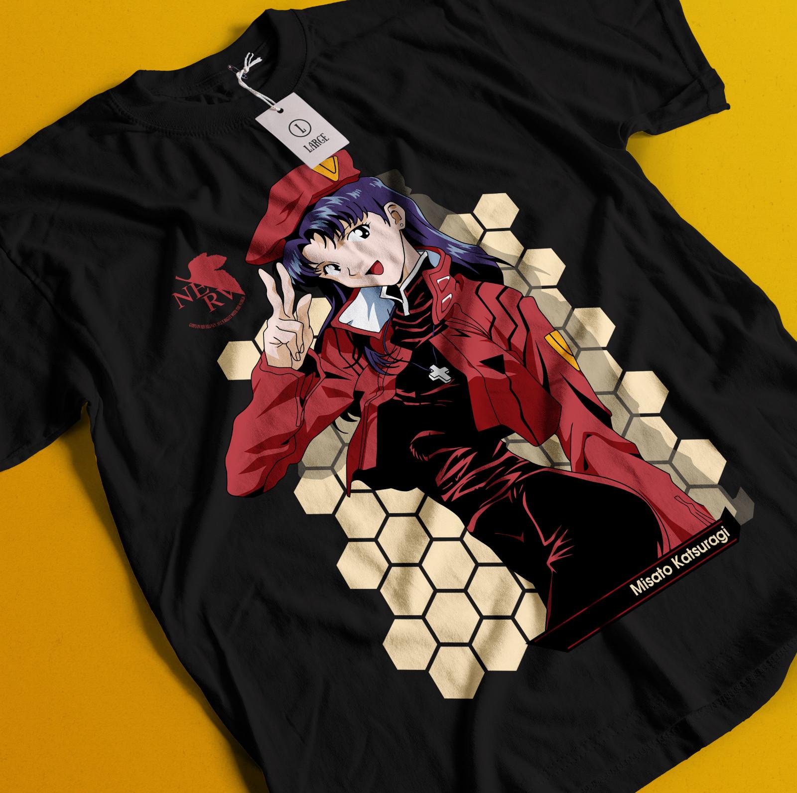 

Neon Genesis Evangelion T-Shirt Mens Womens Tees Top Misato Tshirt Eva Shirt Asuka Tee Mari Ayanami XL