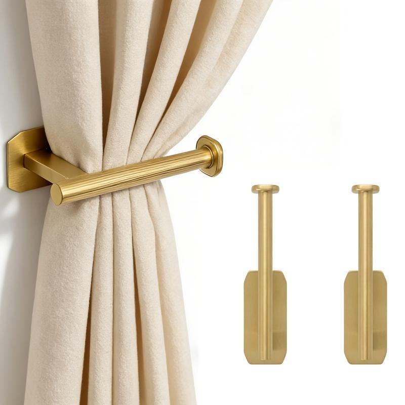 Zestaw 2 szt. Złotych Haczyków do Zasłon, z Haczykami w Stylu Koronkowym, do Wieszania Zasłon Ściennych, Montaż Poziomy dla Mocniejszego Podparcia beige