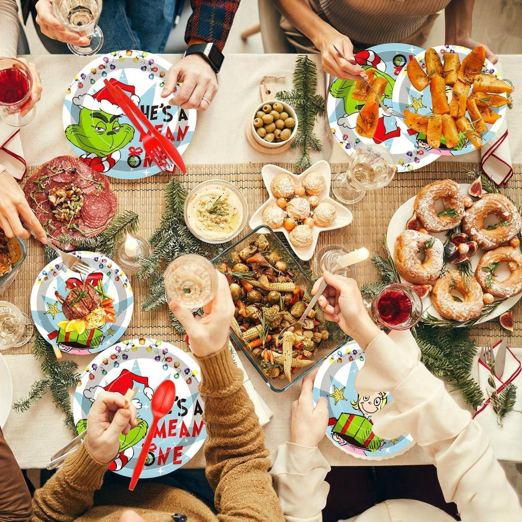 Christmas Party Decoration Tableware, Paper Cup Sets, Supplies, Paper Plates, Tissues, Tablecloths, Disposable Tableware Covers.