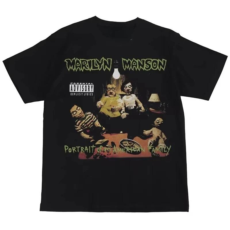 Gothic Rock Marilyn Manson Fan T-Shirts Vintage Death Hype T-Shirts Herren Damen Oversize Y2k 90er Reine Baumwolle Streetwear Kleidung Oberteile