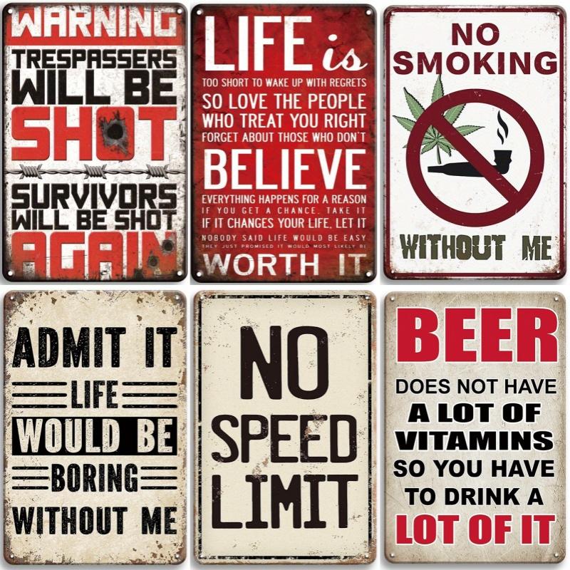Warning Notice Vintage Metal Tin Poster Funny Metal Tin Signs Posters Plate for Garage Bar Cafe Club Home Room Wall Decor