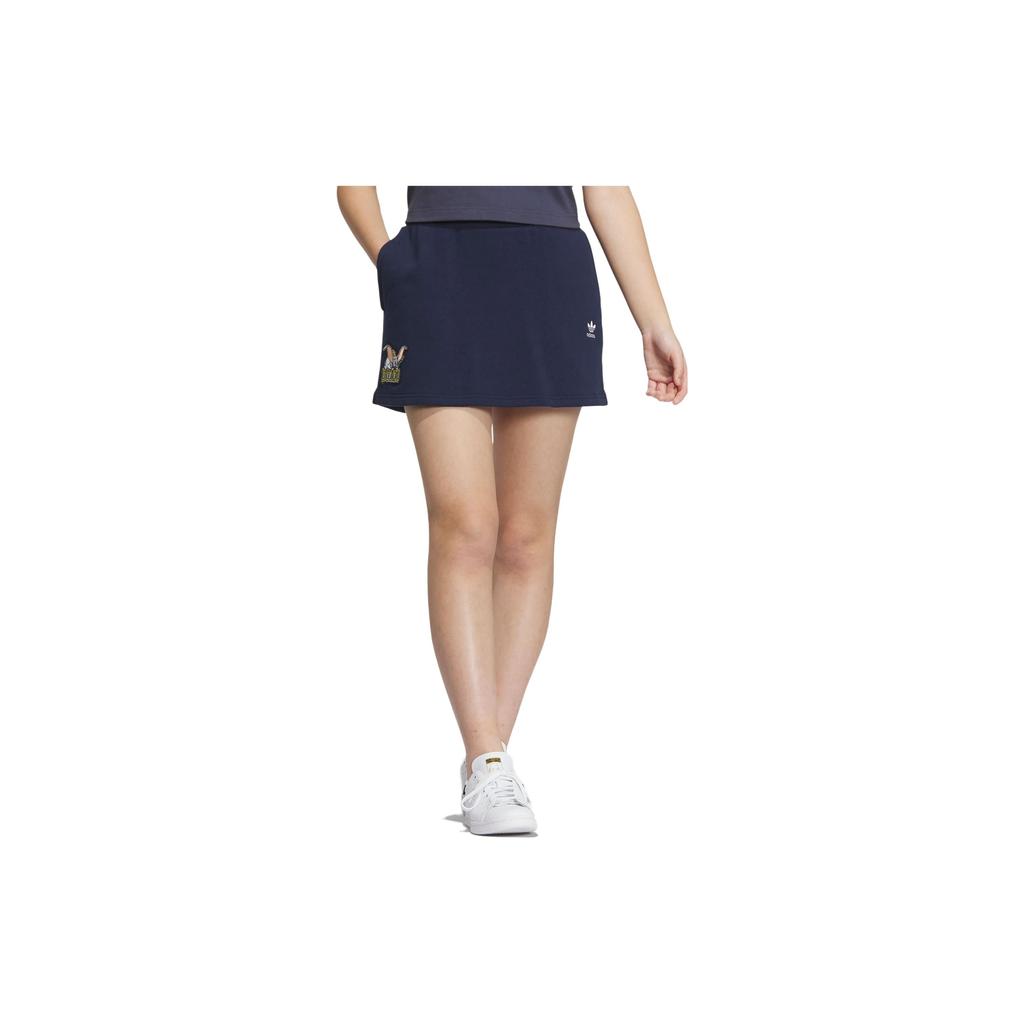 Adidas Originals X Disney Dumbo Embroidered Cartoon Pattern Sportswear Skirt Women Bottoms Navy-Blue IN1038