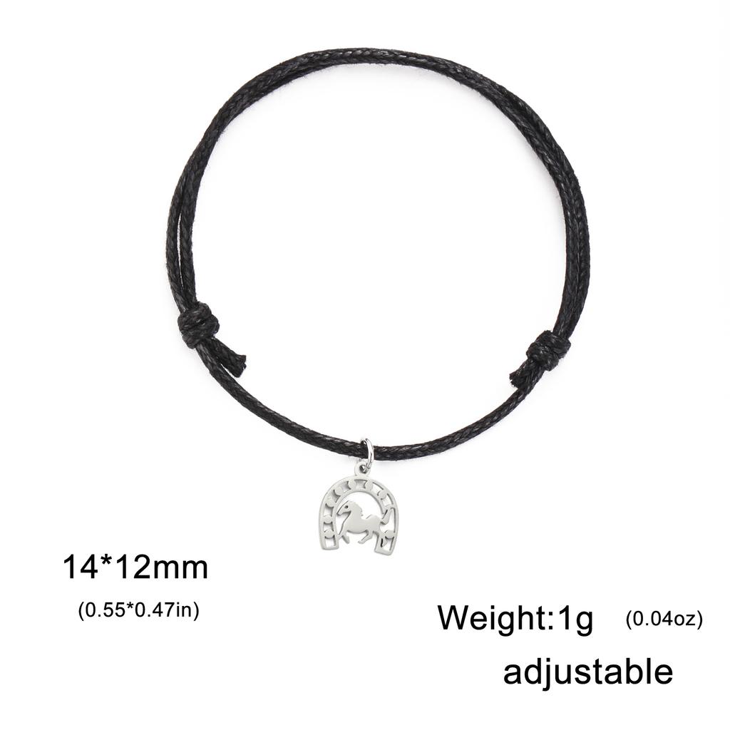 My Shape Horseshoe Pendent Bracelets for Women Stainless Steel U-Shaped Horse Charms Chain Wrist Bangle Jewelry Horse Lovers