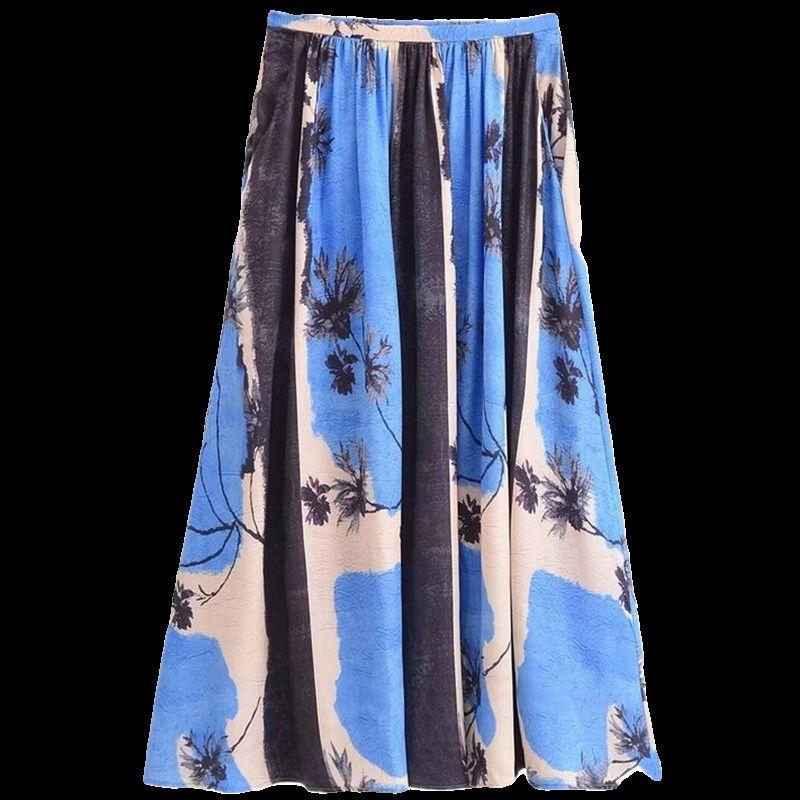 Fashion Style 2024 Spring/Summer New Arrival Women's Clothing High Waist All-Matching Ruched Printed Dress Skirt 2516074 330