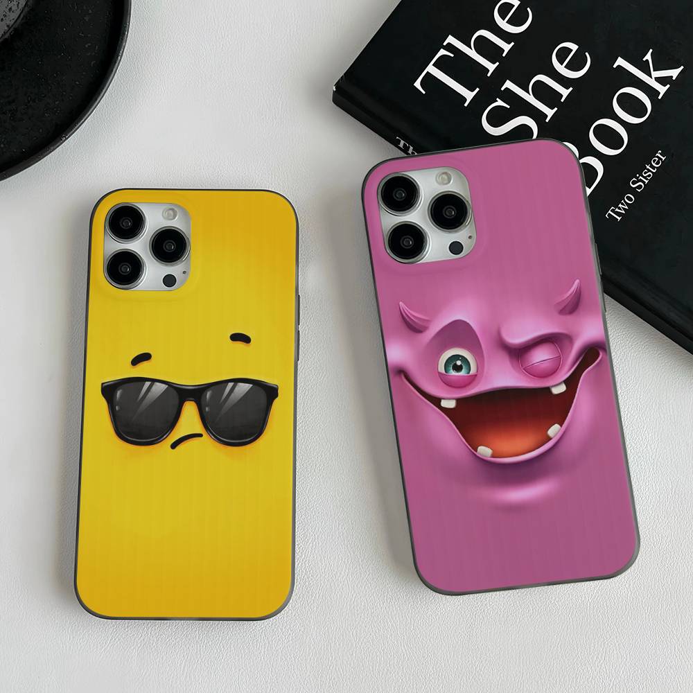 Funny Face For IPhone 17 16 15 14 13 12 11 Pro Max Plus Pro Clear Phone Cover Non-Slip Shell
