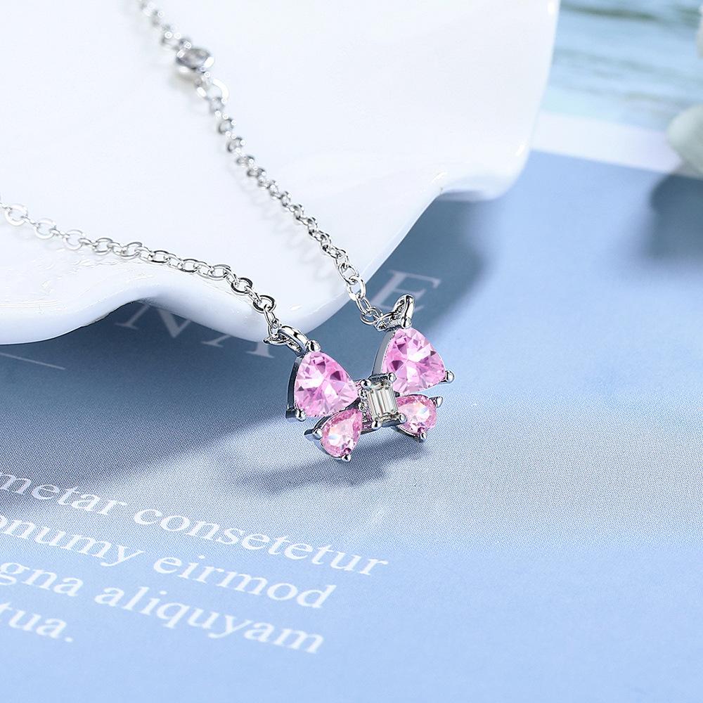 

Ожерелье из розового циркония для женщин, романтических праздников, дизайнерские модели, темперамент, универсальная цепочка на ключицу, модная подвеска для индивидуальности, подарки для подруг copper белого золота