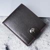 Men's Horizontal Leather Wallet with Magnetic Snap and Zipper - Holds Driver's License