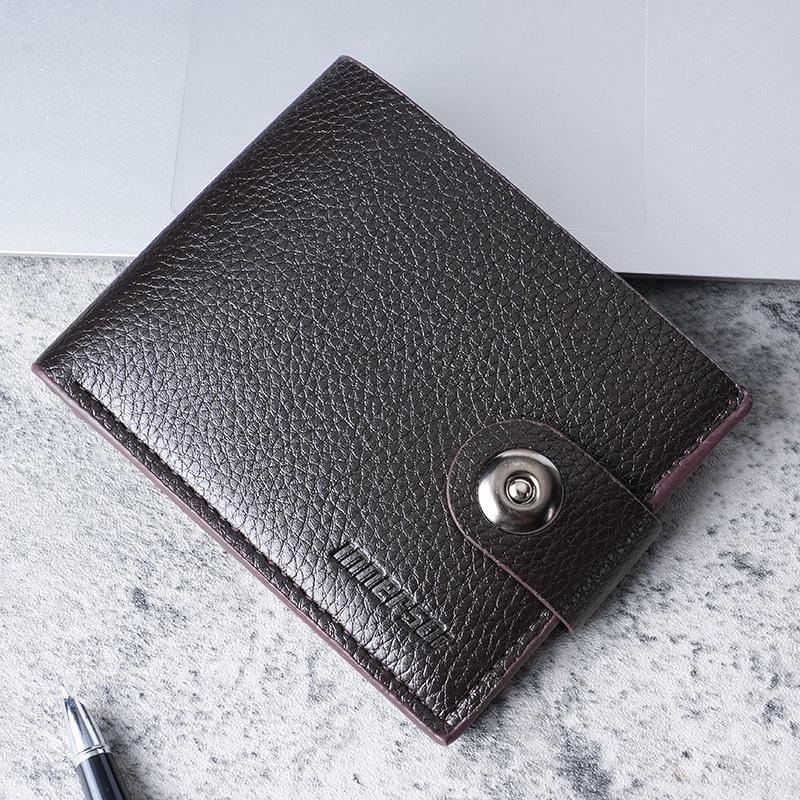 

Men s Horizontal Leather Wallet with Magnetic Snap and Zipper - Holds Driver s License темно-коричневого кольору