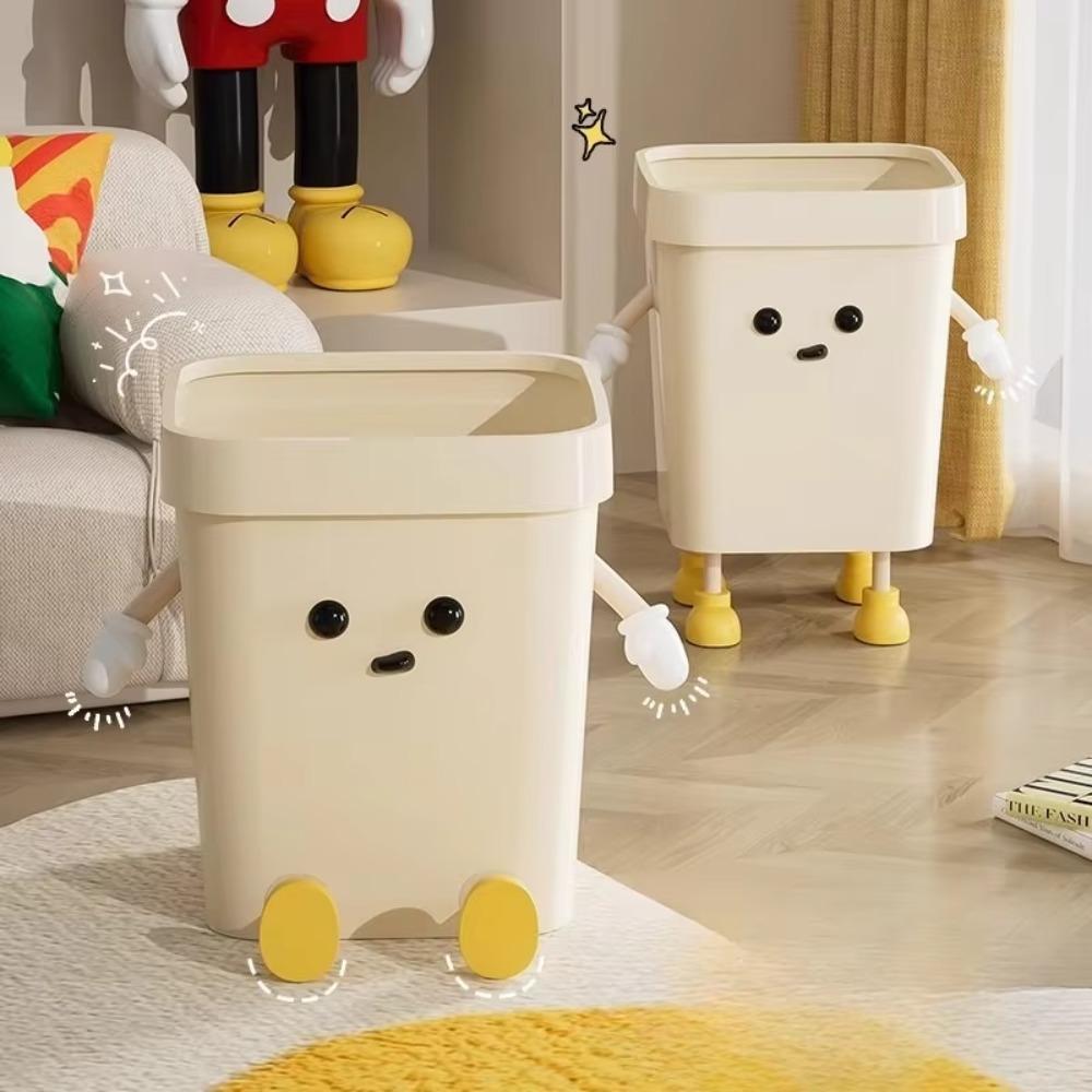 Storage Bin Trash Can Food Waste Plastic Wastebasket Lightweight Square Garbage Can  Kitchen