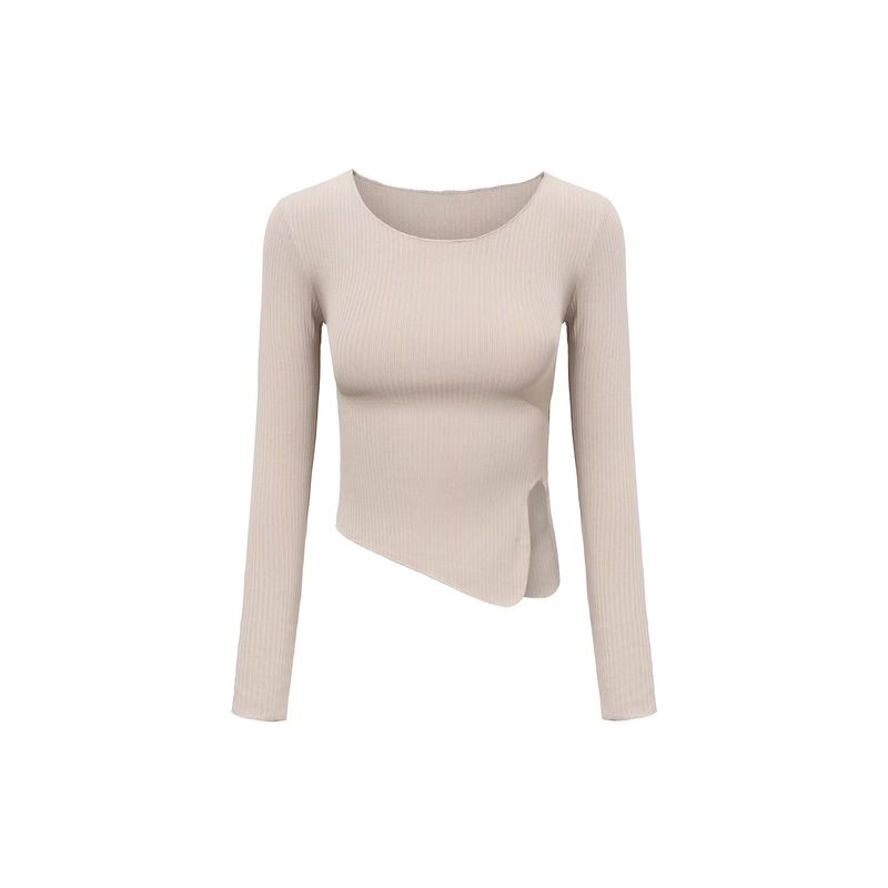 

DMJ 2022 Slimming Slit Slim Fit Long-Sleeved T-shirt Khaki S(35.00 kg-50.00 kg)