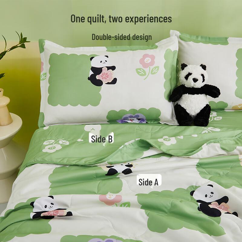 Hengyuanxiang Panda Floral Soft Washed Soy Fiber Summer Quilt