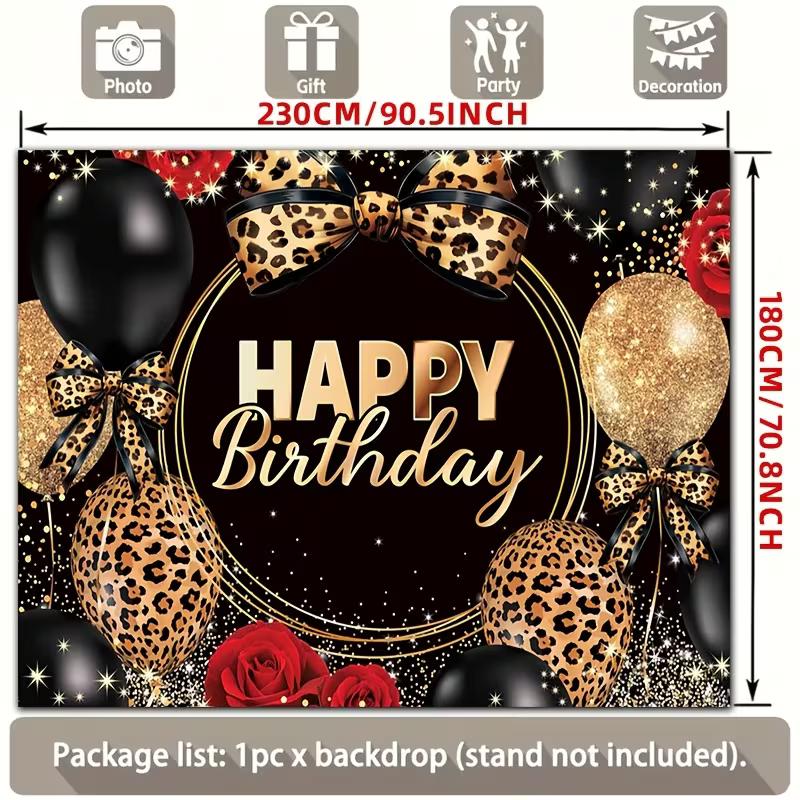 

2D Wild Leopard Print Birthday Backdrop Adult Party Photoshoot Background 47.2x31.5inch/120*80cm