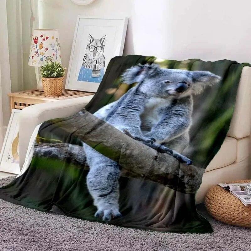 Niedliche Flanell-Überwurfdecke mit Koala-Motiv, rosa Herzmotiv, für Kinder, Männer, Frauen, weiche, warme Decken und Überwürfe für Couch, Bett, Reisen, Camping