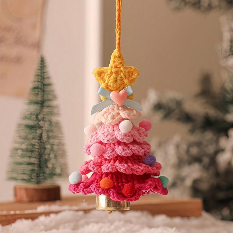 

1PC Plush Christmas Pendant Woolen Hook Weaving Christmas Tree Small Ornament Christmas Decoration Car Pendant