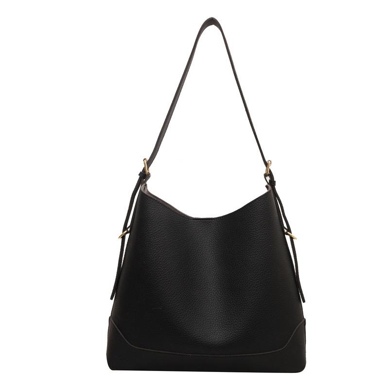 Lychee Pattern Retro Portable Mother and Child Bag Women's Large-capacity Solid Color Versatile Casual Shoulder Bag Fashionable Commuter Messenger Bag