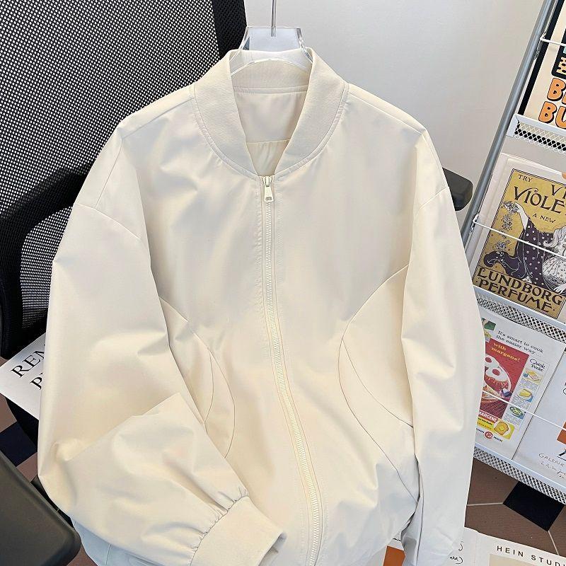 

Medm Beprp Autumn and Winter Super Popular American-Style Baseball Jacket for Men, Warm and Cold-Resistant down Cotton Jacket, Short Thick Coat 2402m White [Regular Style] L(Recommend 57.5-70kg)