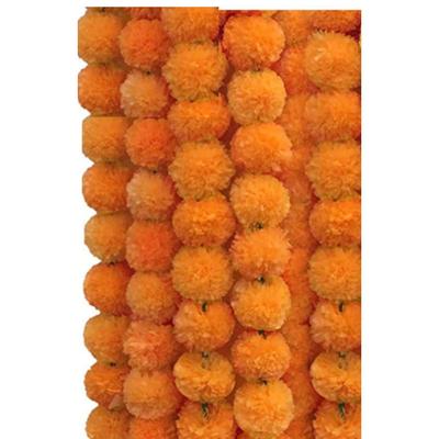 Marigold Flowers For Decoration Long Marigold Garlands For Decoration Toran Genda Phool For Diwali (4.7 Ft,Light Orange,5 Strings),6 Cm