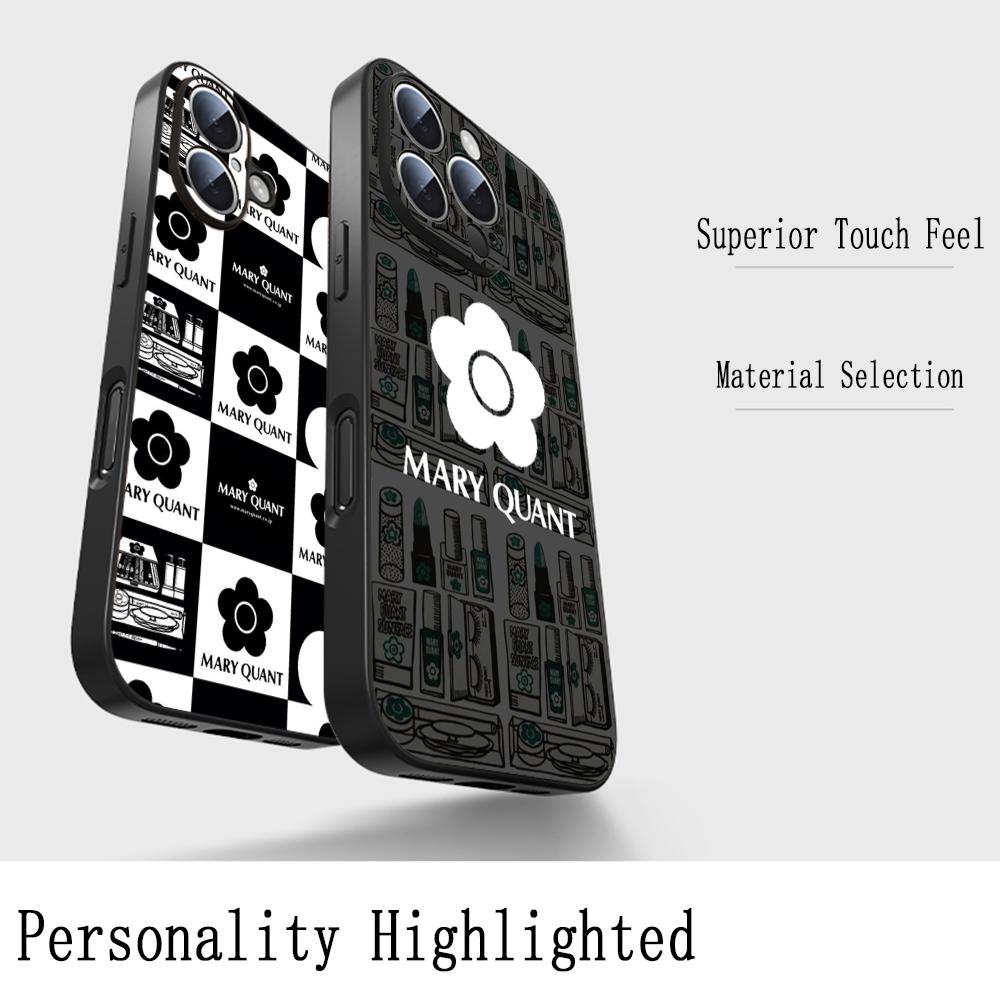 Japan art Mary quant fashion flower Phone Case For iPhone 17 16 e 15 14 13 12 Plus Mini Pro Max Soft black Shockproof Cover