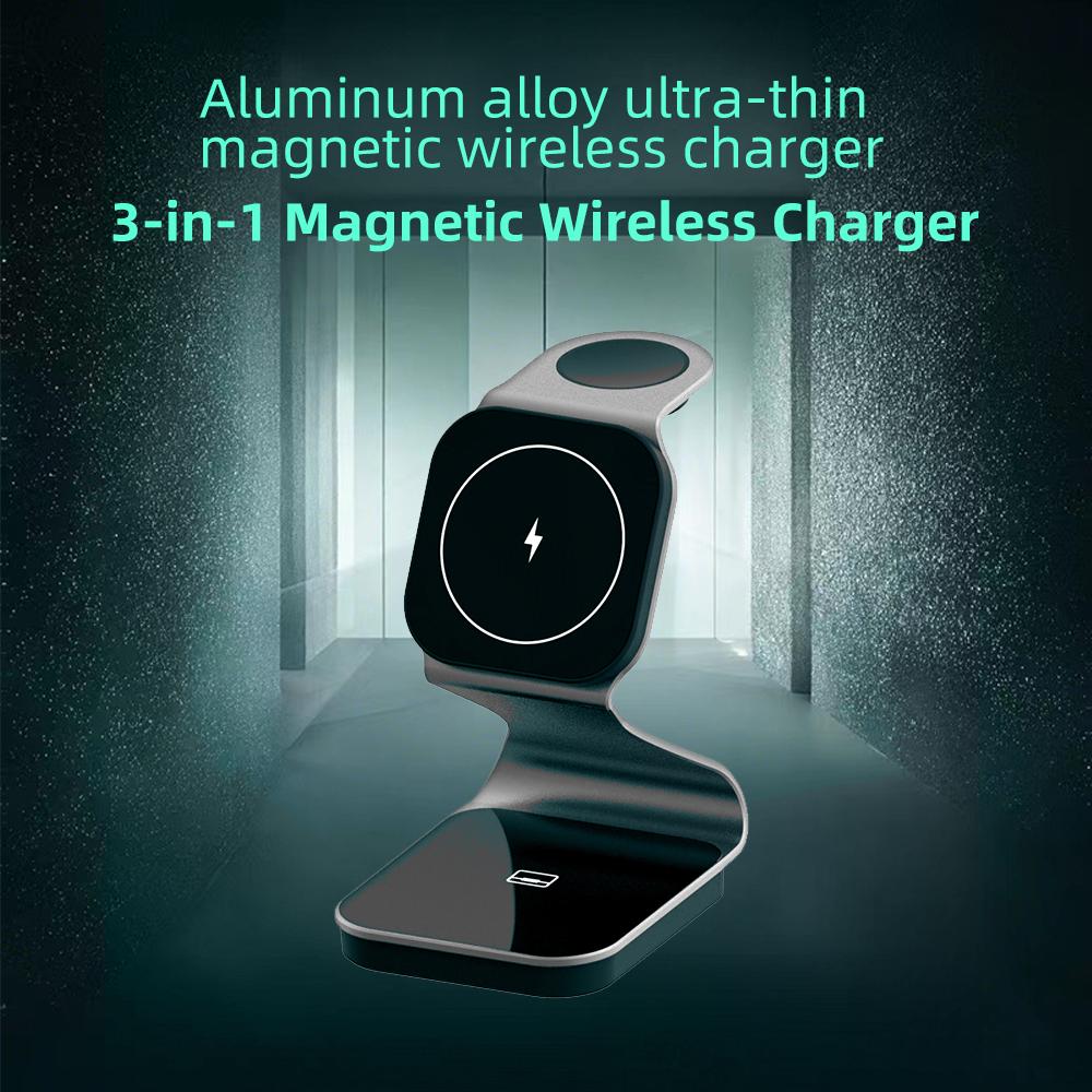 H302 3 In 1 Magnetic Wireless Charger 15W Fast Charging Stand for Phone Earbuds Watch