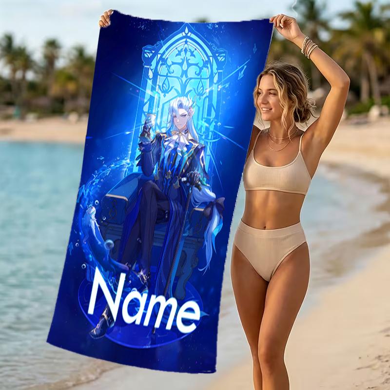 Customizable Personalized Beach Towels Genshin Impact Navelette Themed designs.Suitable for the Beach, Yoga, Sports;ideal As Beach Accessories