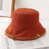 Soft Winter Bucket Hat Lambswool Cold Weather Panama Hat Trendy Corduroy Beanies Cap  for Women