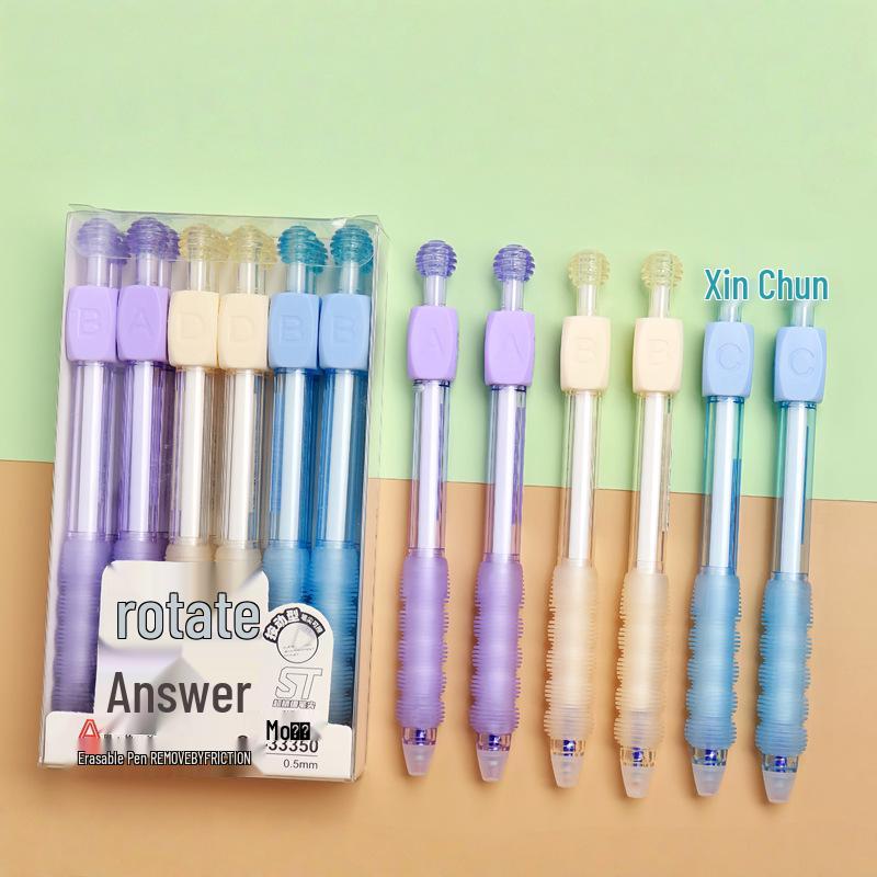 Thick Barrel Erasable Click Pen 0.5mm Bullet Tip, Blue/Black