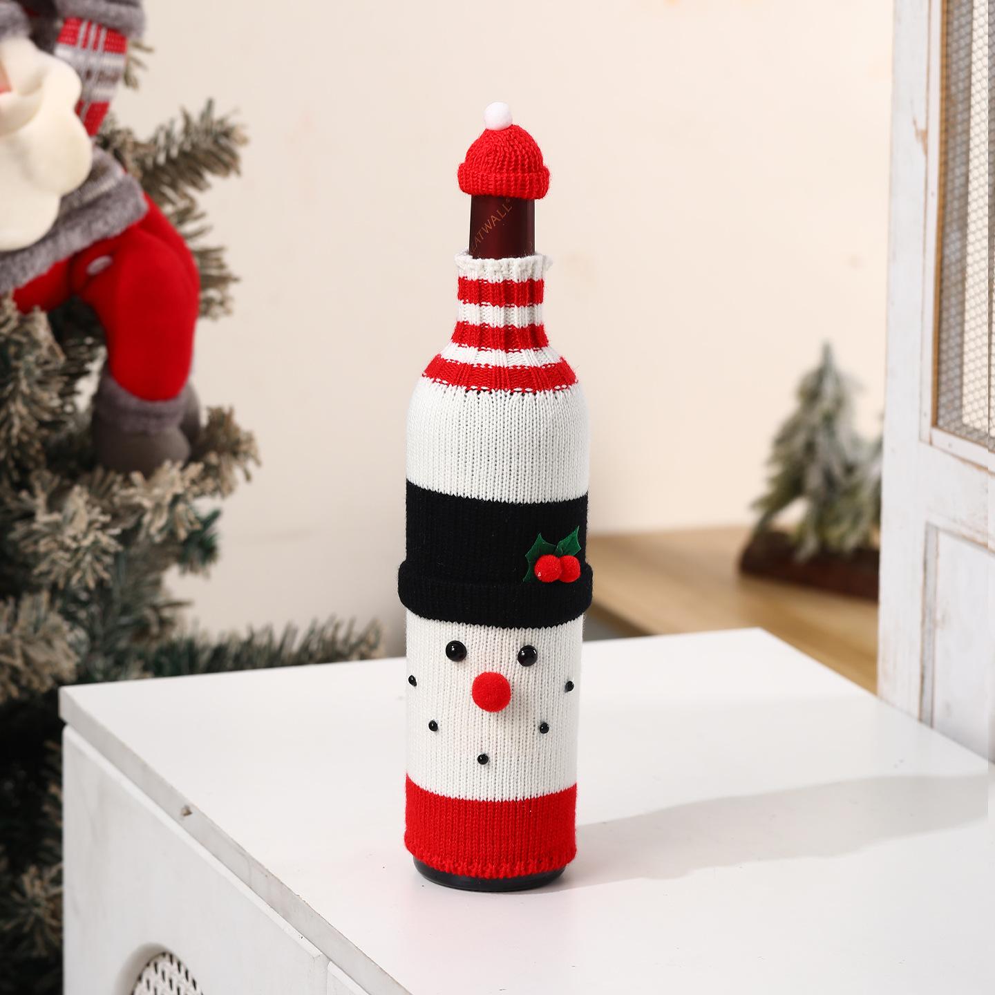 

Рождественские украшения набор красного вина и шампанского мультяшный вязаный набор для винных бутылок оформление сцены для атмосферы отеля и ресторана