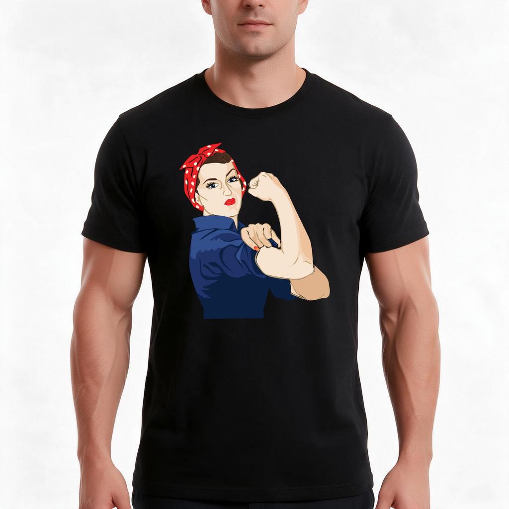 Rosie Riveter Tshirt Summer Casual Cotton Tee Oversized Streetwear Tops Vintage Graphic Print Loose Fit Short Sleeve