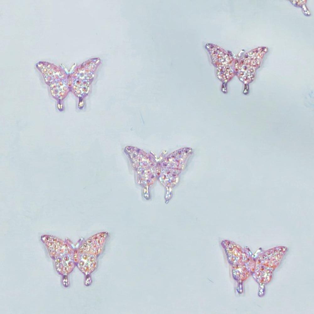 50Pcs Cute Resin Butterfly Figurine Crafts Shiny Flatback Butterfly DIY Ornament Mini Jewelry Making Accessories Hair Clips фиолетовый