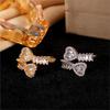Elegant Sparkling Zirconia Heart Design Cuff Ring for Women Luxury Stylish Rhinestore Rings Jewelry Gifts Accessory