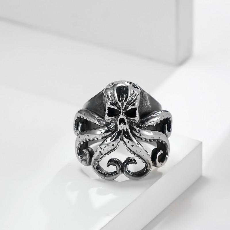 Adjustable Octopus Ring Men Women Vintage Style Copper Plated Open Band Statement Jewelry
