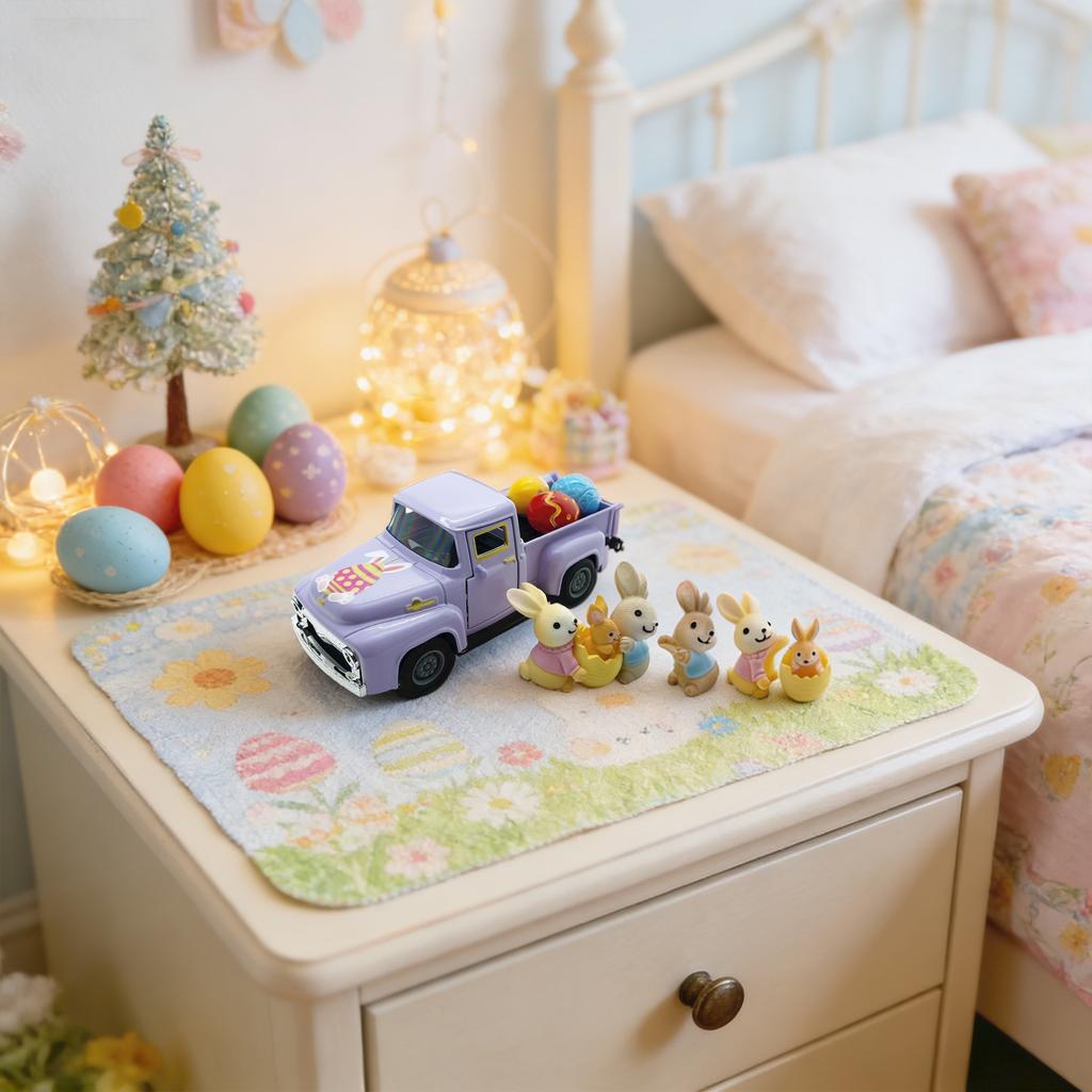 Reconstructed Old Man'S Truck Model Easter Bunny Egg Decoration Item Alloy Car Model