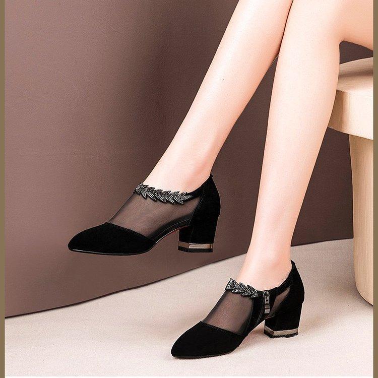 Mesh Lace Crossed Stripe Casual Pointed Toe High Stilettos Heels Pumps Sandals Shoes