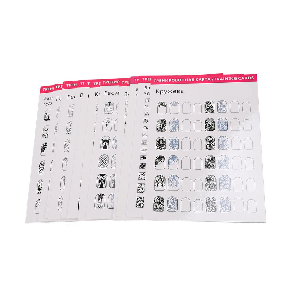 Nail Training Mat Stereograph Washable Reusable Multi Nail Shapes 12 Modes Nail Art Practice Sheet for Nail Artist