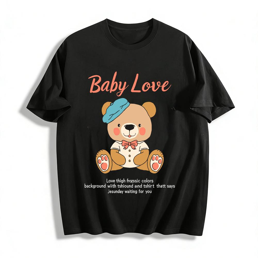 Baby Love Cute Bear Print Baby Tops Soft Comfortable Cartoon Infant Toddler Casual Clothes Pure cotton T-shirt XXS