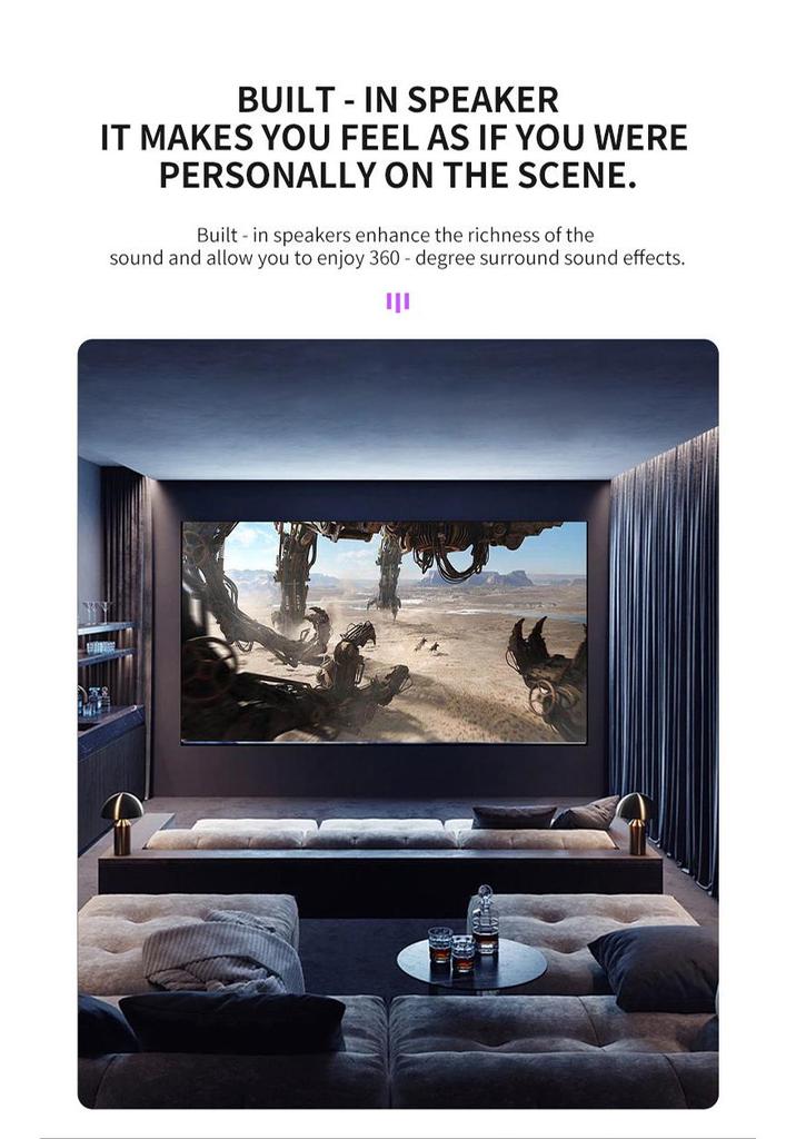 M200S Portable Mini LED Projector for Mobile Phone Home Theater, Supports 1080p Wired Screen Mirroring
