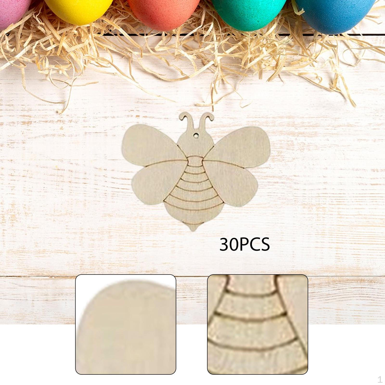 

30x Unfinished Bee Wood Cutouts Blank Slices Multipurpose for Photo Props Hanging Decorations