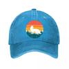 Retro Woodland Fox Sunset Emblem  New Vintage Washed Cotton Baseball Cap Sun Hats