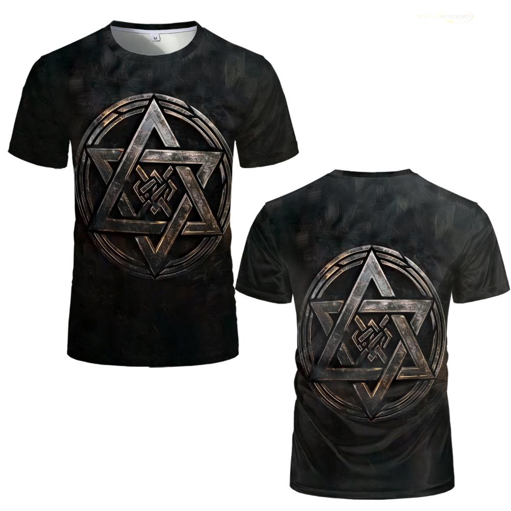 Summer Round Neck 3D Retro Print Top Fashionable Casual Short Sleeved Men's T-shirts
