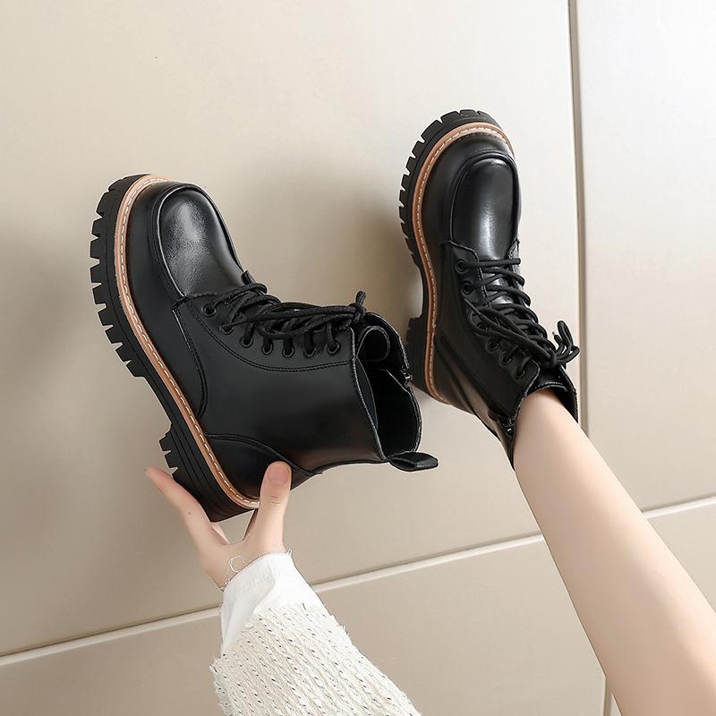 Women’s Winter Boots Casual Short Motorcycle Boots Street Style Black Warm Ankle Boots Plus Size