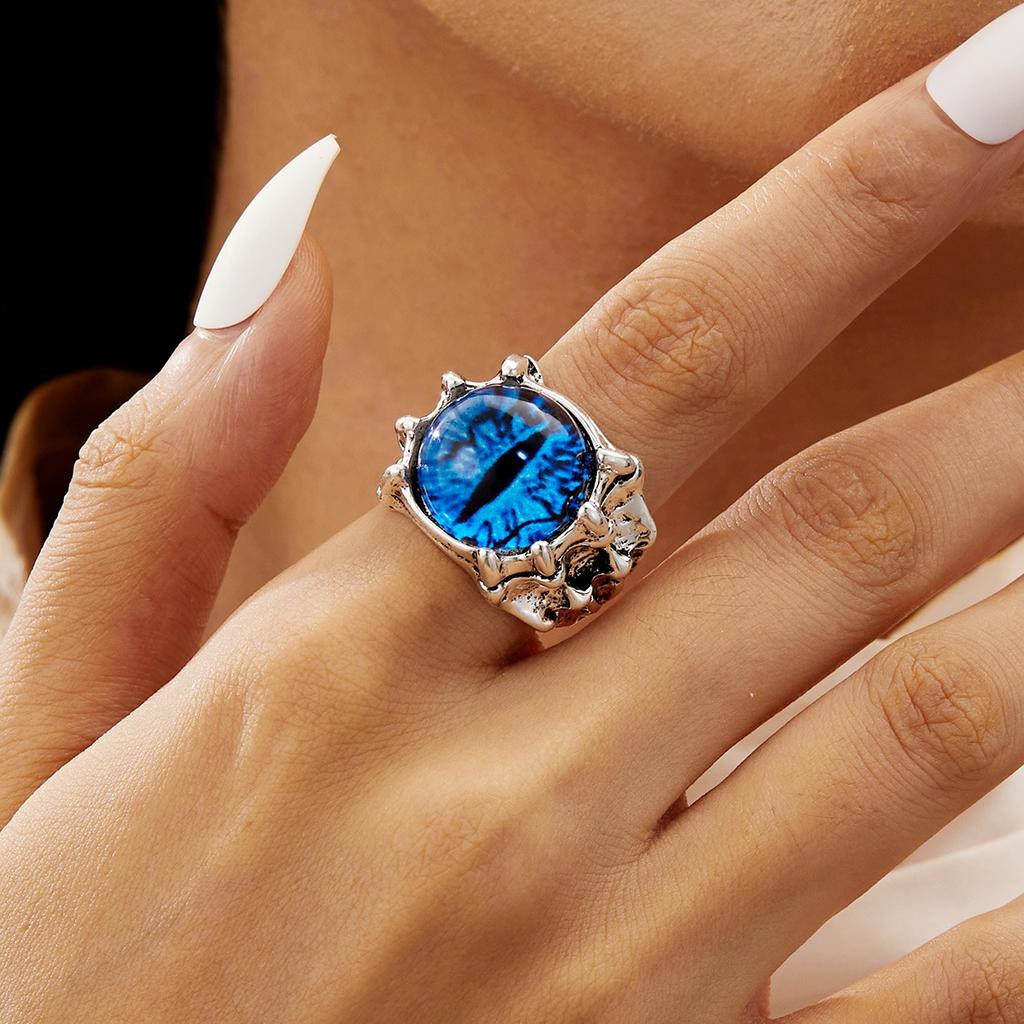 Anillos de Dedo Retro Góticos Coloridos Ojo Maligno Para Mujeres Hombres Moda Creativa Garra Ojo de Demonio Anillo de Halloween Joyería Estética para Fiesta