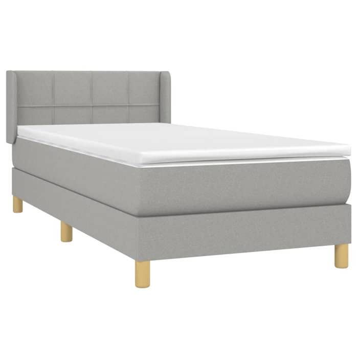3130241 vidaXL Lit à sommier tapissier avec matelas Gris clair 90x200 cm Tissu