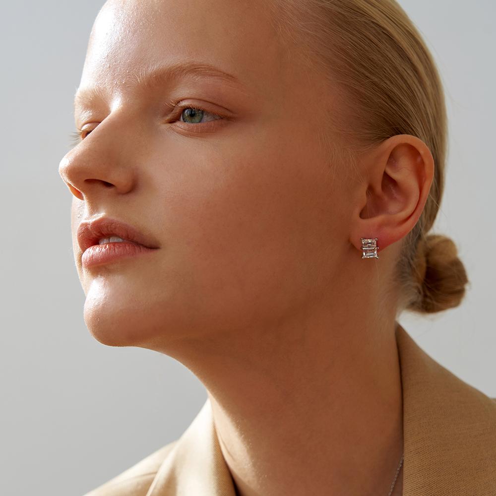 Leeenoir Line Cubic Earring (Only Cubic) (2Color)
