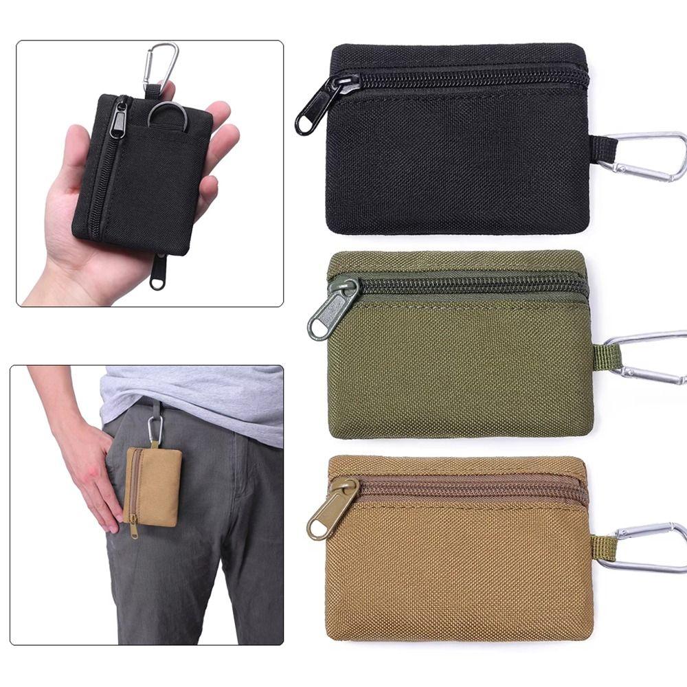Casual Mini Coin Purse Waterproof with Nylon Lanyard Wallet Oxford Cloth Zipper Card Holder