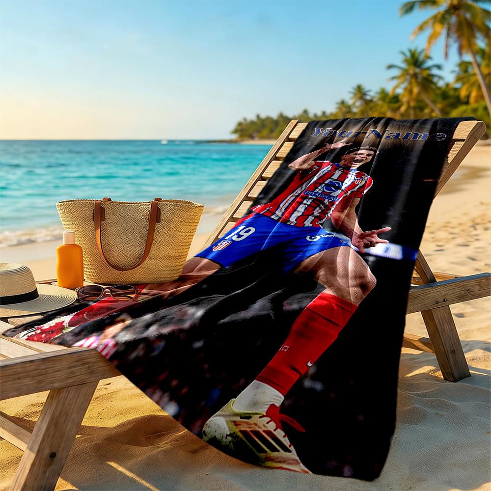 Atletico Madrid Customize Text Beach Towel High Absorbency & Quick-Dry Portable for SwimmingBeachCamping Travel Beach AccessoriesGym