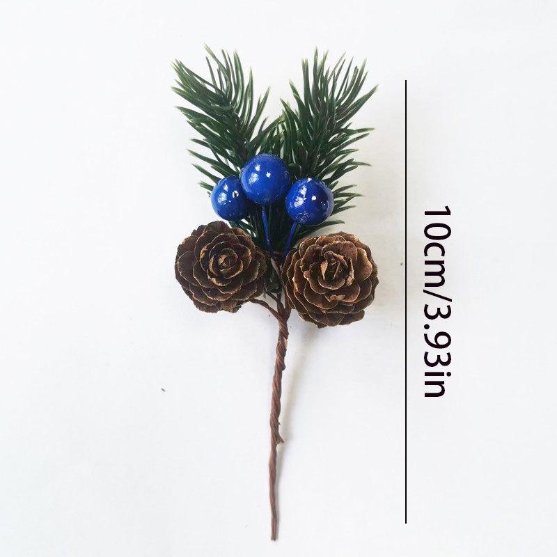 Artificial Pine Needle Greenery & Red Berry Bouquet for Holiday DIY & Gift Packaging