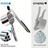 Stainless steel potato masher with silicone handle, potato press, potato purer, with interchangeable mesh